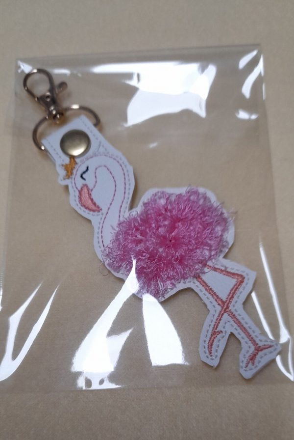 Cute Fringed Flamingo Key Fobs - Image 2