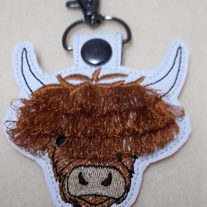 Cute Fringed Highland Cow Key ring.