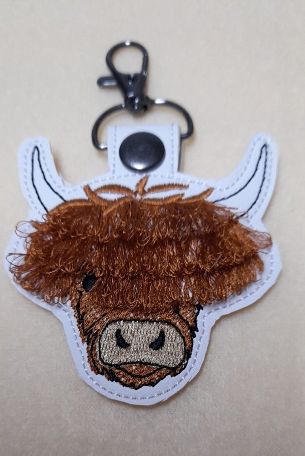Cute Fringed Highland Cow Key ring.