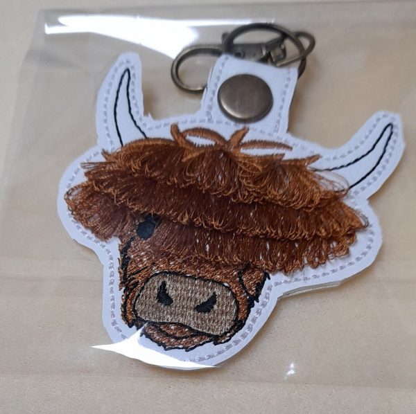 Cute Fringed Highland Cow Key ring. - Image 3