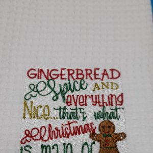 Gingerbread design tea towel.