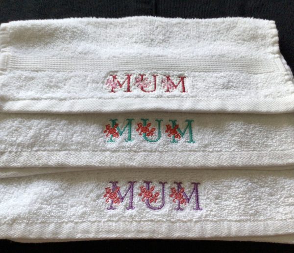 Floral themed: Embroidered Face cloth.