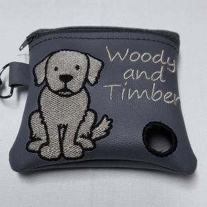 Embroidered zipped poo bag holder