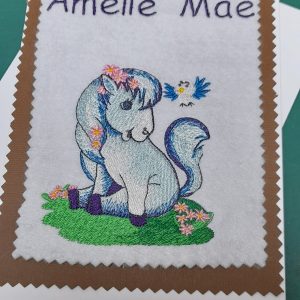 Cute Pony embroidered card