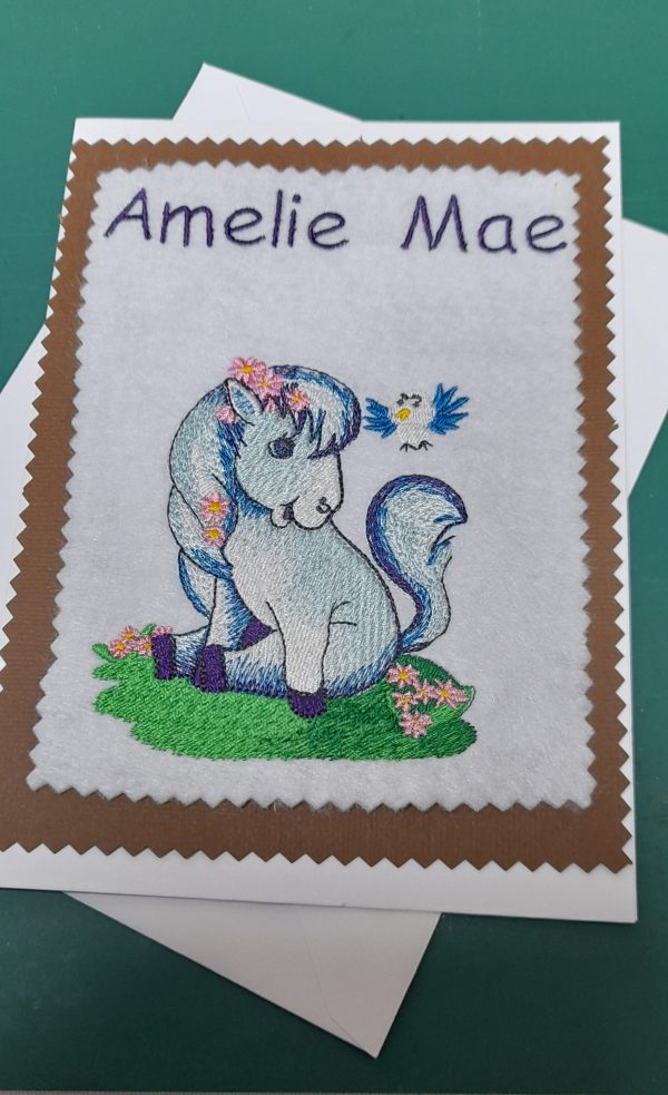 Cute Pony embroidered card