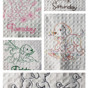Puppy Themed days of the week tea towels