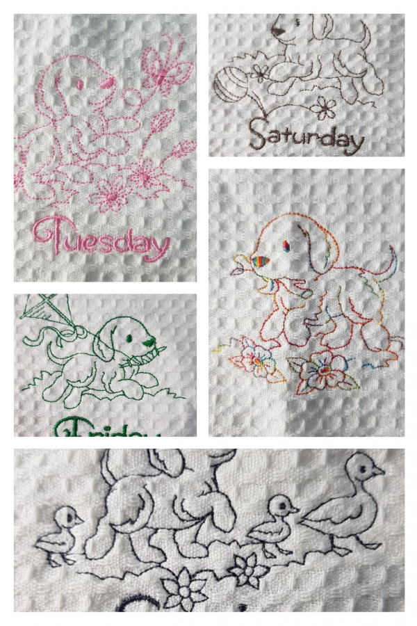 Puppy Themed days of the week tea towels