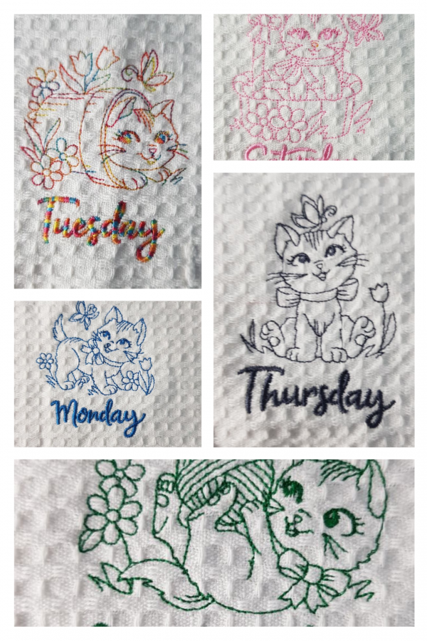 Kitten  Themed days of the week tea towels