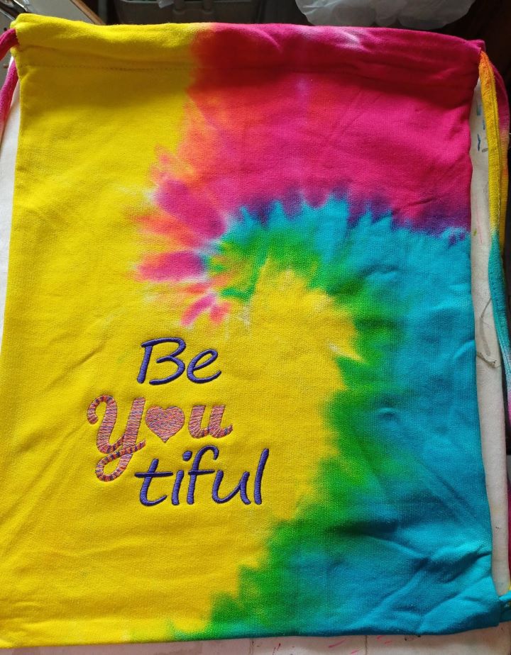 Vibrant Rainbow Draw string bag - Image 3