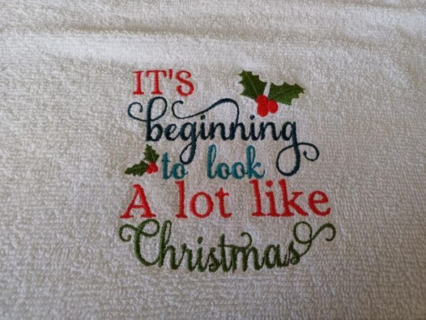 Christmas Themed : Embroidered Hand Towel - Image 4